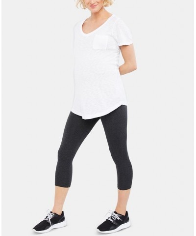 Luxe Essentials Secret Fit Belly Cropped Maternity Leggings Gray $21.12 Pants