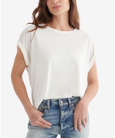 Women's SHORT SLEEVE SANDWASH DOLMAN TEE White $16.94 Tops