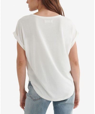 Women's SHORT SLEEVE SANDWASH DOLMAN TEE White $16.94 Tops