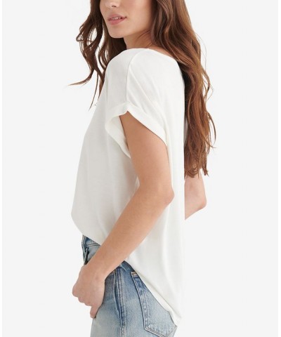 Women's SHORT SLEEVE SANDWASH DOLMAN TEE White $16.94 Tops