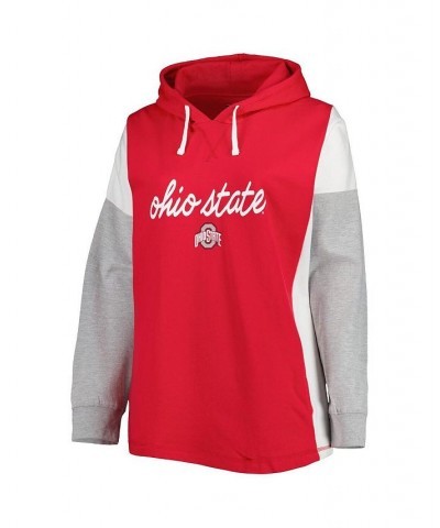 Women's Scarlet White Ohio State Buckeyes Plus Size Play It Safe Color Block Pullover Hoodie Scarlet, White $45.04 Sweatshirts