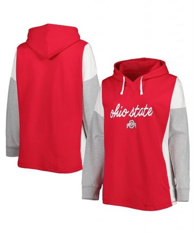 Women's Scarlet White Ohio State Buckeyes Plus Size Play It Safe Color Block Pullover Hoodie Scarlet, White $45.04 Sweatshirts