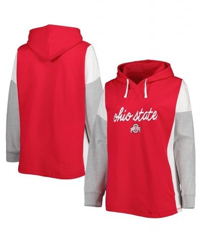 Women's Scarlet White Ohio State Buckeyes Plus Size Play It Safe Color Block Pullover Hoodie Scarlet, White $45.04 Sweatshirts