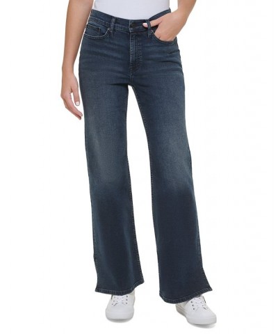 Women's High-Rise Flared Slit-Hem Jeans Sapphire $29.43 Jeans