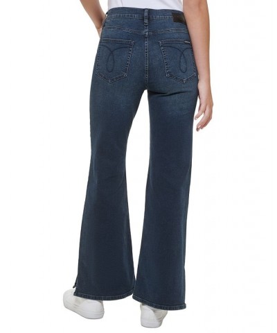 Women's High-Rise Flared Slit-Hem Jeans Sapphire $29.43 Jeans