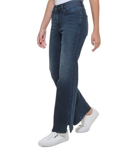 Women's High-Rise Flared Slit-Hem Jeans Sapphire $29.43 Jeans