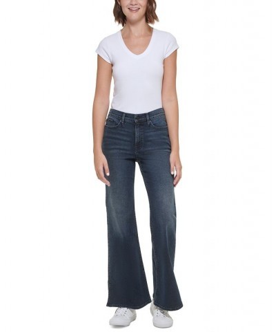 Women's High-Rise Flared Slit-Hem Jeans Sapphire $29.43 Jeans