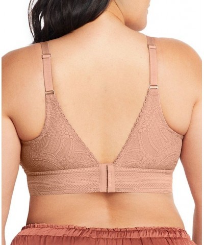 Plus Size Full Figure Bramour Gramercy Luxe Lace Wireless Bralette Brown $25.28 Bras