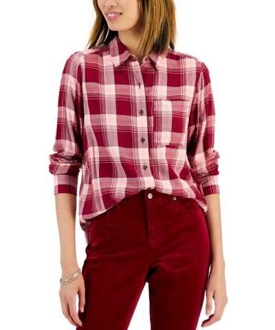 Women's Plaid Shirt Pink $15.79 Tops