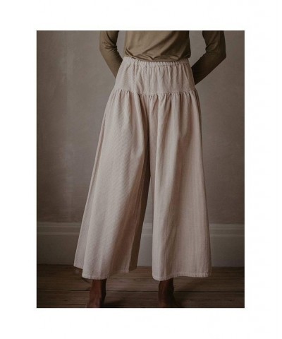 Women's Wide-legged Cotton Corduroy Culotte Oatmeal $49.60 Pants