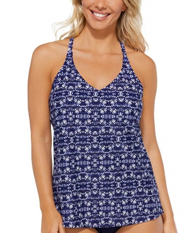 Printed Adjustable Racerback Underwire Tankini Navy/White $29.99 Swimsuits