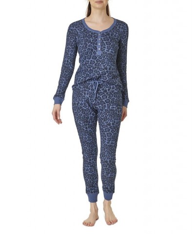 Women's Sweet Dreams Thermal Pajama Set Blue $21.07 Sleepwear