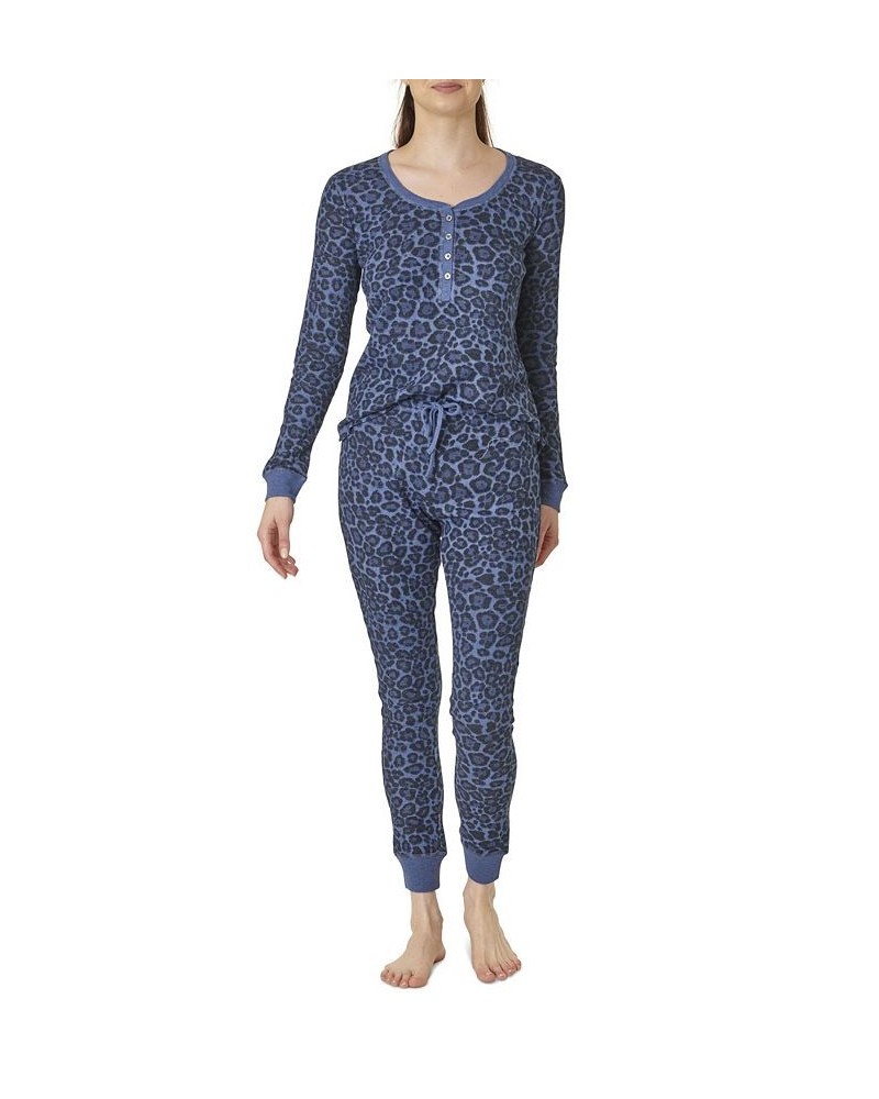 Women's Sweet Dreams Thermal Pajama Set Blue $21.07 Sleepwear