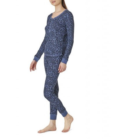 Women's Sweet Dreams Thermal Pajama Set Blue $21.07 Sleepwear