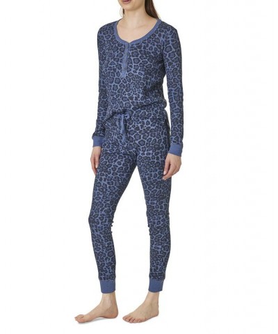 Women's Sweet Dreams Thermal Pajama Set Blue $21.07 Sleepwear