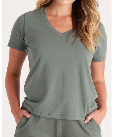 The Women's V Neck Tee Green $23.46 Tops