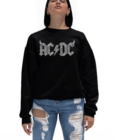 Women's Crewneck Word Art ACDC Song Titles Sweatshirt Top Black $23.50 Tops