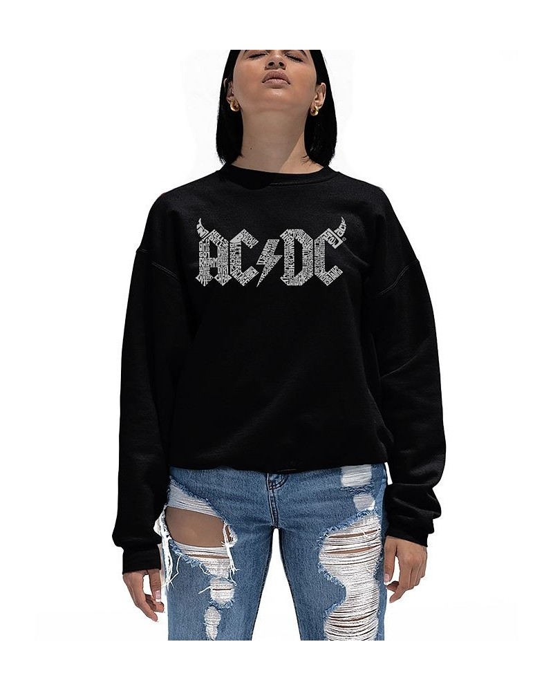 Women's Crewneck Word Art ACDC Song Titles Sweatshirt Top Black $23.50 Tops
