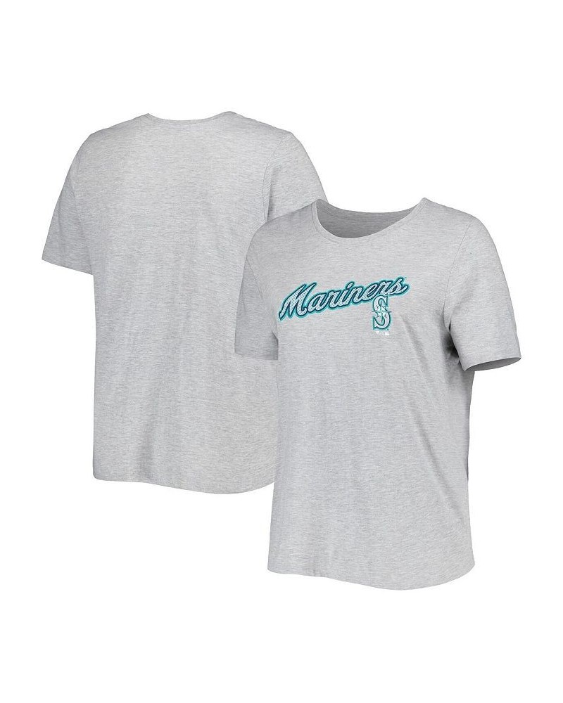 Women's Heather Gray Seattle Mariners Plus Size Team Scoop Neck T-shirt Heather Gray $17.50 Tops