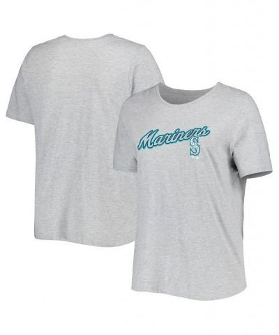 Women's Heather Gray Seattle Mariners Plus Size Team Scoop Neck T-shirt Heather Gray $17.50 Tops