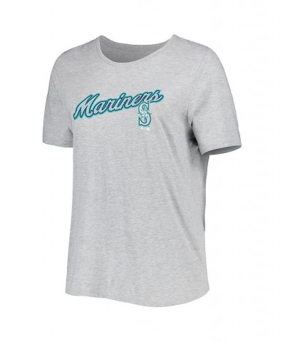 Women's Heather Gray Seattle Mariners Plus Size Team Scoop Neck T-shirt Heather Gray $17.50 Tops