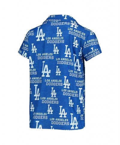 Women's Royal Los Angeles Dodgers Zest Allover Print Button-Up Shirt and Shorts Sleep Set- DNU Royal $24.64 Pajama