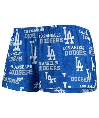 Women's Royal Los Angeles Dodgers Zest Allover Print Button-Up Shirt and Shorts Sleep Set- DNU Royal $24.64 Pajama