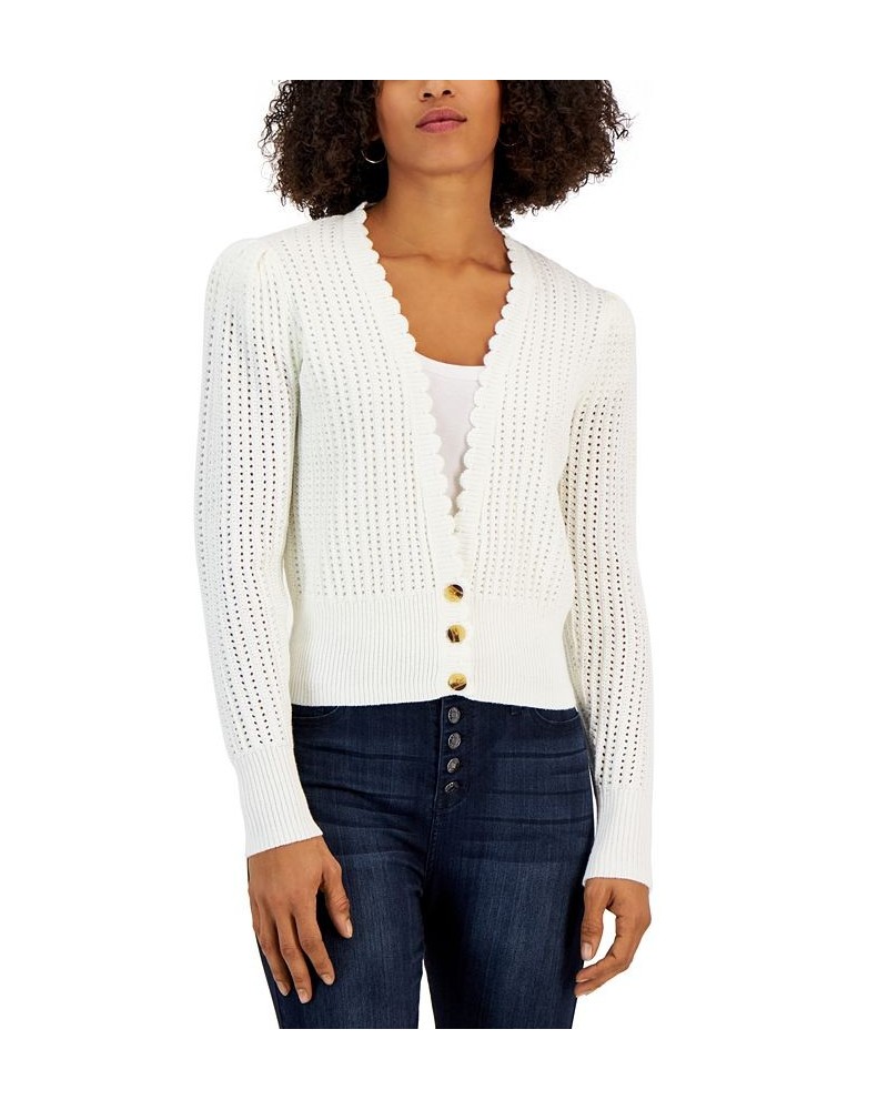 Women's Open-Knit Cardigan Sweater White $16.56 Sweaters