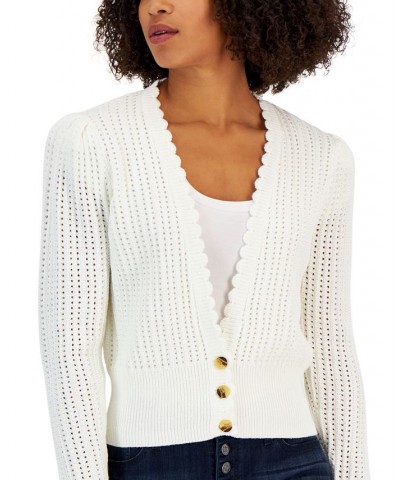 Women's Open-Knit Cardigan Sweater White $16.56 Sweaters