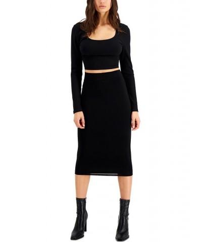 Cropped Top & Midi Skirt Deep Black $11.63 Skirts