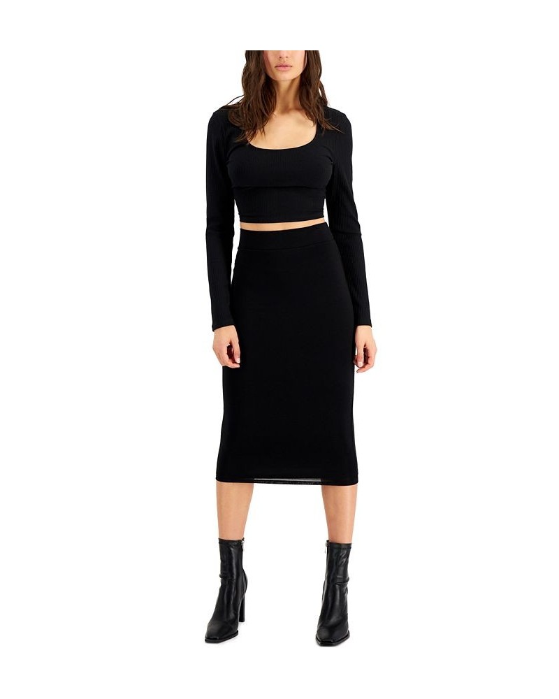 Cropped Top & Midi Skirt Deep Black $11.63 Skirts