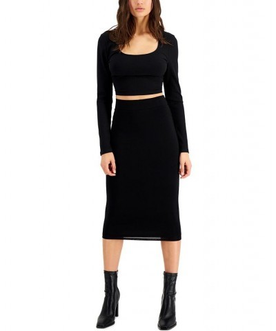 Cropped Top & Midi Skirt Deep Black $11.63 Skirts