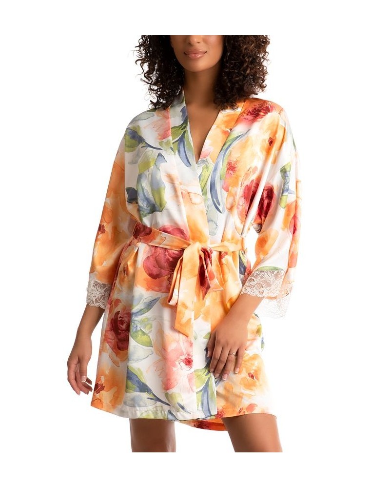 Women's Lindsey Garden Lace-Trim Robe Ivory Print $36.72 Sleepwear