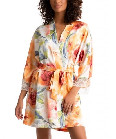 Women's Lindsey Garden Lace-Trim Robe Ivory Print $36.72 Sleepwear