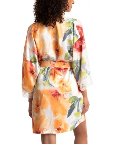 Women's Lindsey Garden Lace-Trim Robe Ivory Print $36.72 Sleepwear