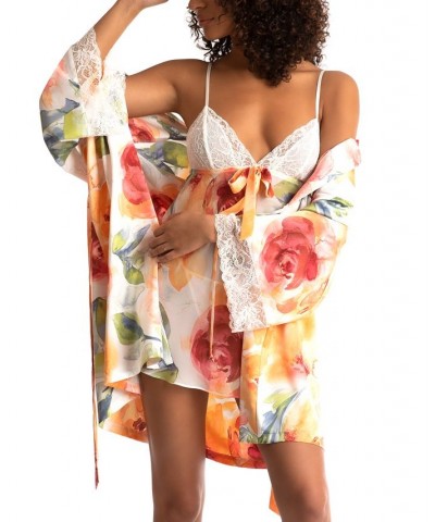 Women's Lindsey Garden Lace-Trim Robe Ivory Print $36.72 Sleepwear