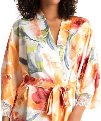 Women's Lindsey Garden Lace-Trim Robe Ivory Print $36.72 Sleepwear