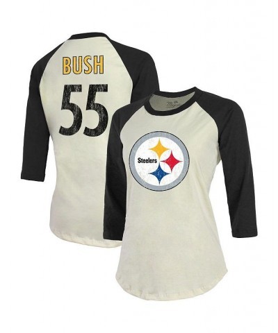 Women's Pittsburgh Steelers Player Raglan Name and Number 3/4-Sleeve T-shirt Cream, Black $27.84 Tops