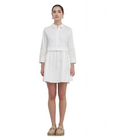 Women's Shirt Mini Dress White $47.70 Dresses