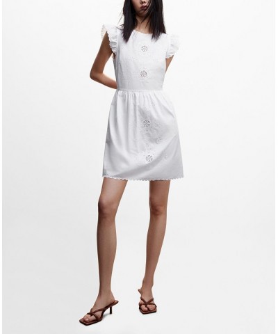 Women's Broderie Anglaise Cotton Dress White $48.59 Dresses