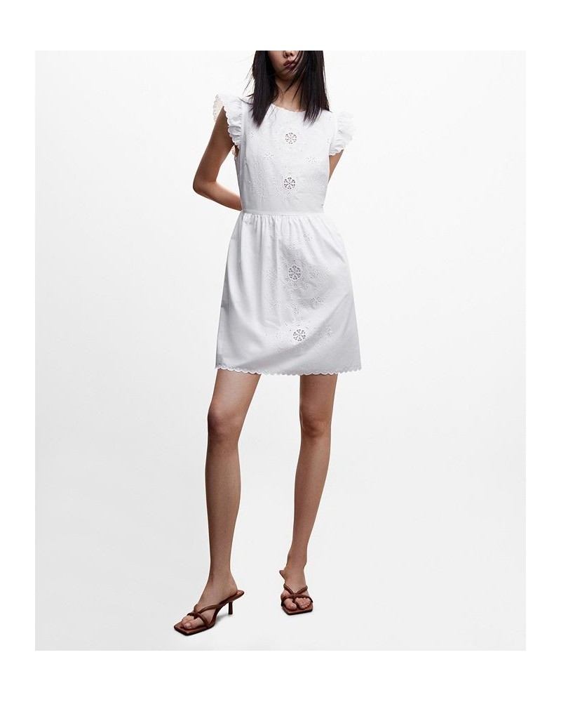 Women's Broderie Anglaise Cotton Dress White $48.59 Dresses