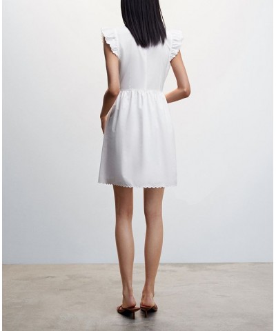 Women's Broderie Anglaise Cotton Dress White $48.59 Dresses