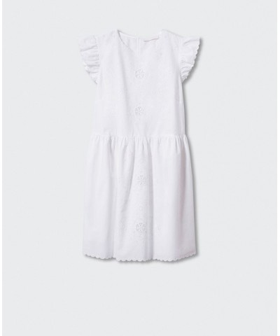 Women's Broderie Anglaise Cotton Dress White $48.59 Dresses