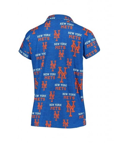 Women's Royal New York Mets Zest Allover Print Button-Up Shirt and Shorts Sleep Set Royal $31.35 Pajama