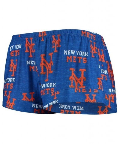 Women's Royal New York Mets Zest Allover Print Button-Up Shirt and Shorts Sleep Set Royal $31.35 Pajama