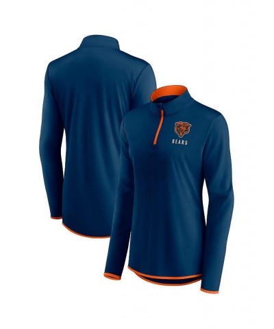 Women's Branded Navy Chicago Bears Worth the Drive Quarter-Zip Top Navy $29.40 Tops