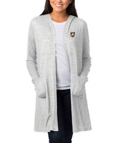 Women's Heathered Gray Army Black Knights Cuddle Soft Duster Tri-Blend Hooded Cardigan Heathered Gray $28.60 Sweaters