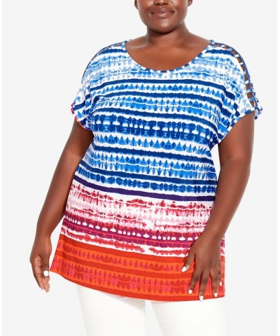 Plus Size Phoebe Lattice Border Top Tie Dye Border $29.16 Tops