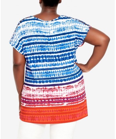 Plus Size Phoebe Lattice Border Top Tie Dye Border $29.16 Tops