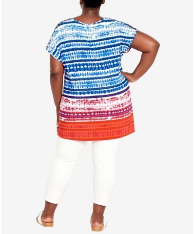 Plus Size Phoebe Lattice Border Top Tie Dye Border $29.16 Tops